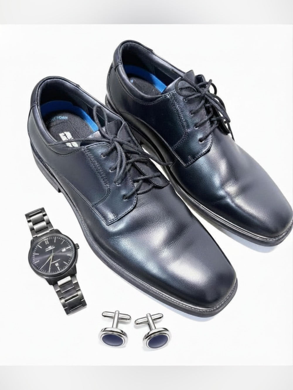 Johnston & Murphy Black Leather Lace Up Oxford Dress Shoes Comfort Foam Men’s 14